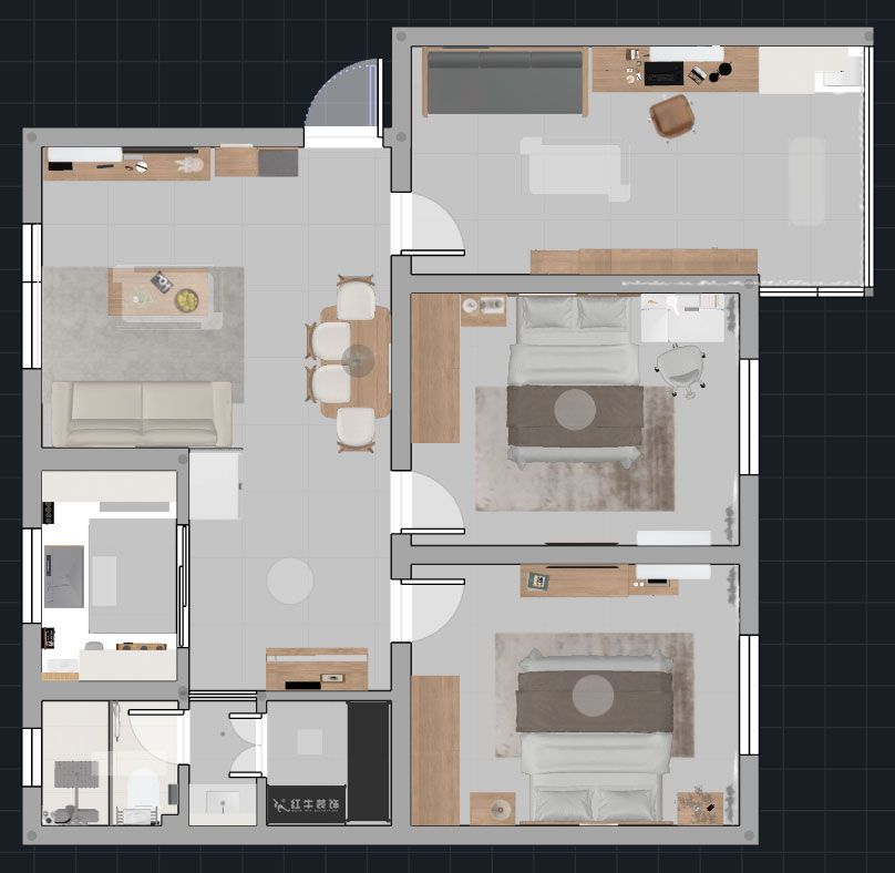 郭志成｜南空光华小区14-402-86㎡-现代原木风格｜3室1厅1厨1卫｜毛坯装修｜定制家｜全包9